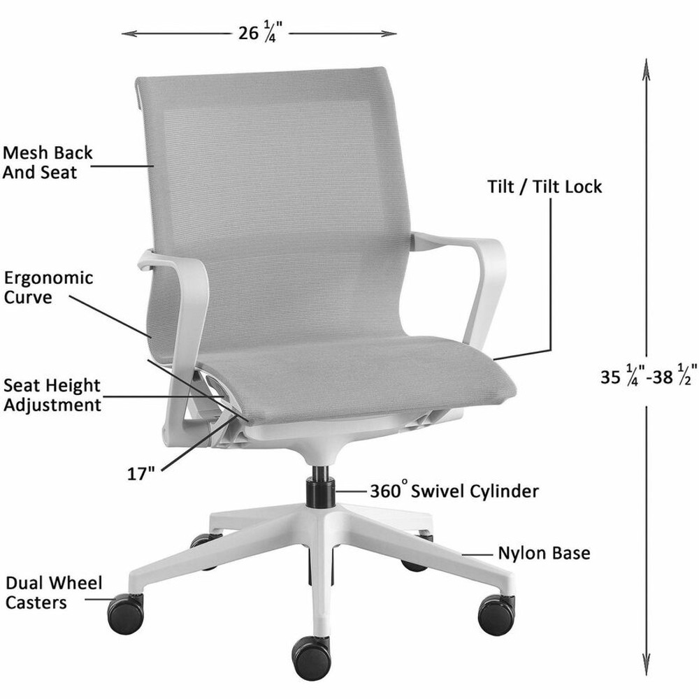 Lorell 40207 Lorell Premium Executive Mesh Mid-back Sling Chair