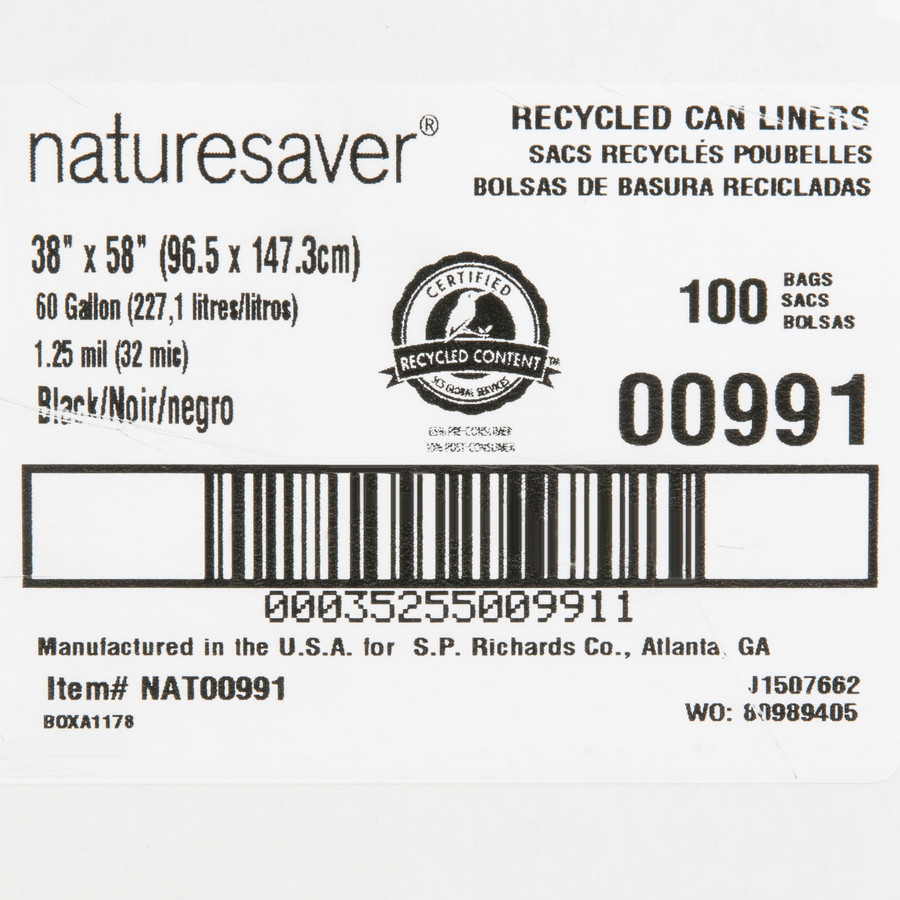 Nature Saver 00991 Nature Saver Black Low-density Recycled Can Liners