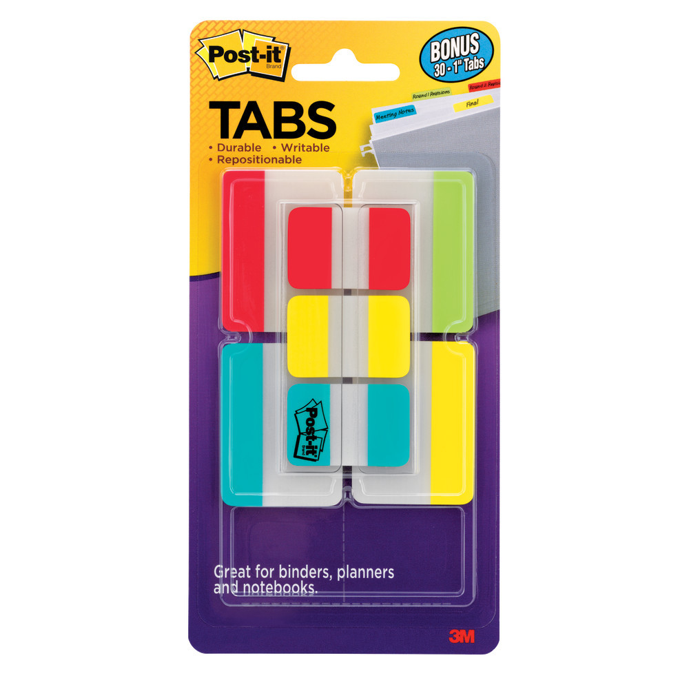 3M CO Post-it 686-VAD2  Notes Durable Filing Tabs, 1in And 2in Tabs, Pack Of 7 Pads