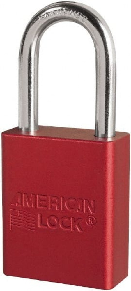 American Lock S1106RED Lockout Padlock: Keyed Different, Key Retaining, Aluminum, Plated Metal Shackle, Red