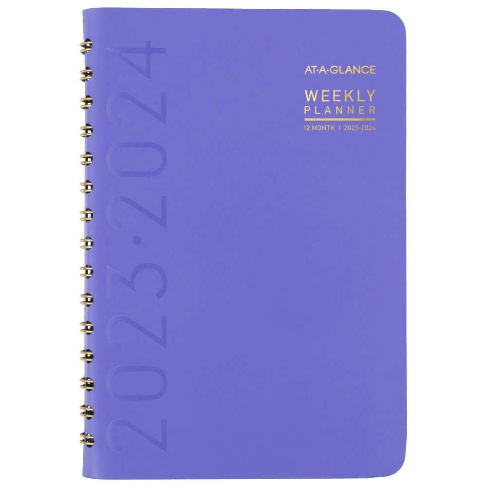 ACCO BRANDS USA, LLC AT-A-GLANCE 70101X1824 2023-2024 AT-A-GLANCE Contemporary Academic Weekly/Monthly Planner, 5in x 8in, Purple, July 2023 To June 2024, 70101X18