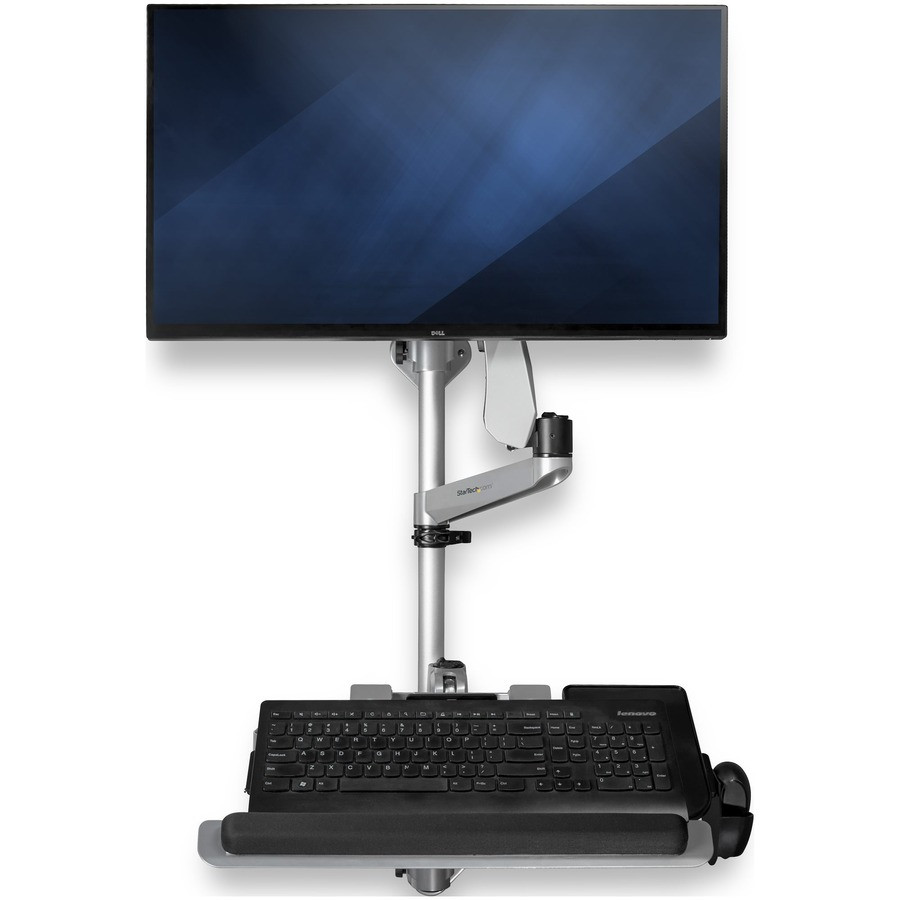 StarTech.com WALLSTSI1 StarTech.com Wall Mount Workstation - Foldable Ergonomic Standing Desk - Height Adjustable 34" VESA Monitor Arm/Padded Keyboard/Mouse Tray