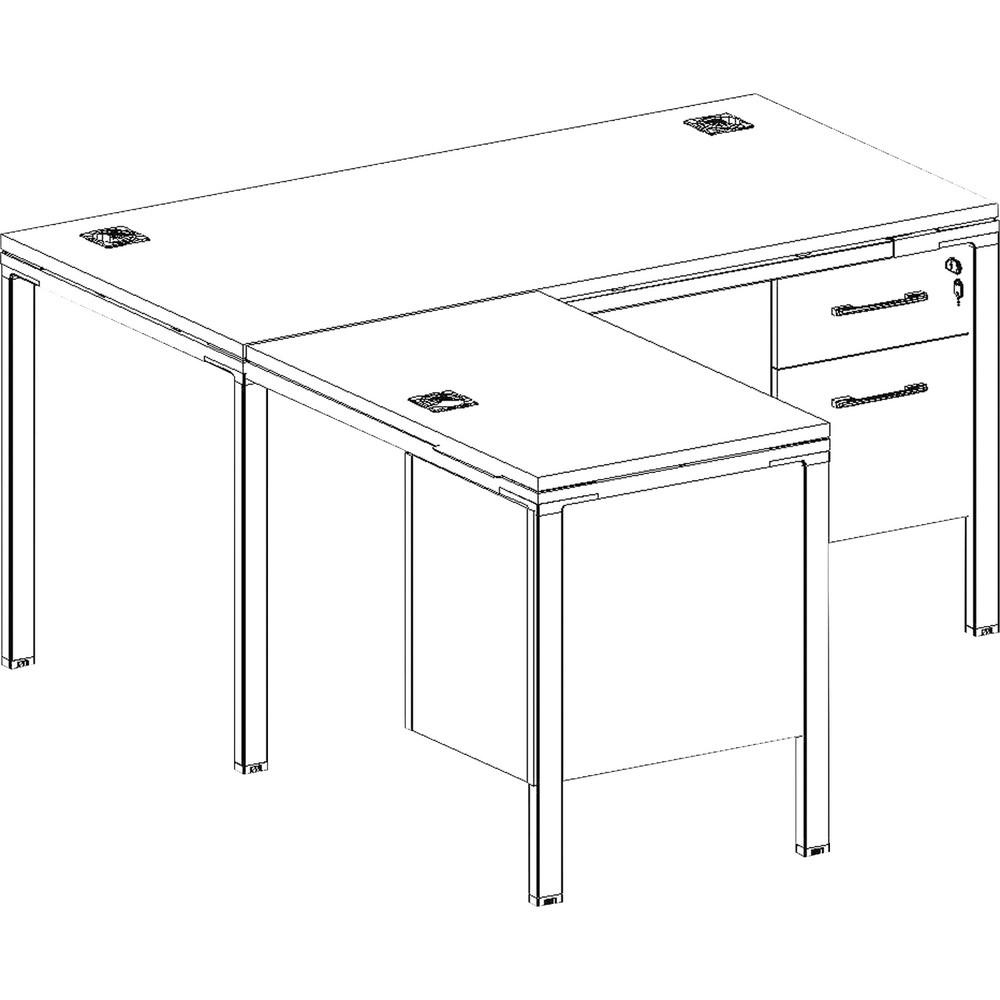 Norstar Office Products Inc Boss SGSD004201 Boss L Shaped Desk Unit, 3 Grommets and 2 Pedestals