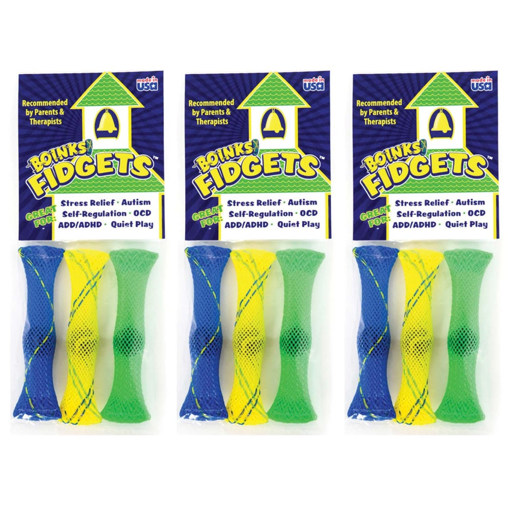 EDUCATORS RESOURCE EPBF3P-3 Endless Possibilities Boinks Fidgets, Assorted Colors, 3 Fidgets Per Pack, Set Of 3 Packs
