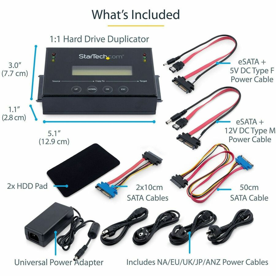 StarTech.com SATDUP11IMG StarTech.com 1:1 Standalone Hard Drive Duplicator with Disk Image Library Manager for Backup & Restore, HDD/SSD Cloner