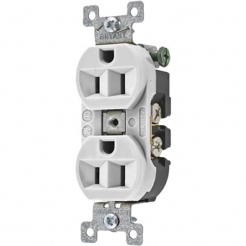 Bryant Electric 5262BW Straight Blade Duplex Receptacle: NEMA 5-15R, 15 Amps, Grounded