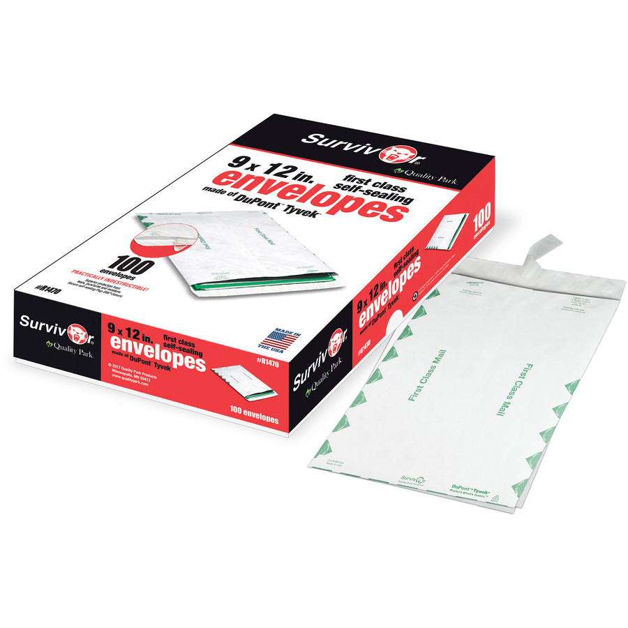 Quality Park Products Quality Park R1470 Survivor&reg; 9 x 12 DuPont Tyvek First Class Border Mailers with Self-Seal Closure