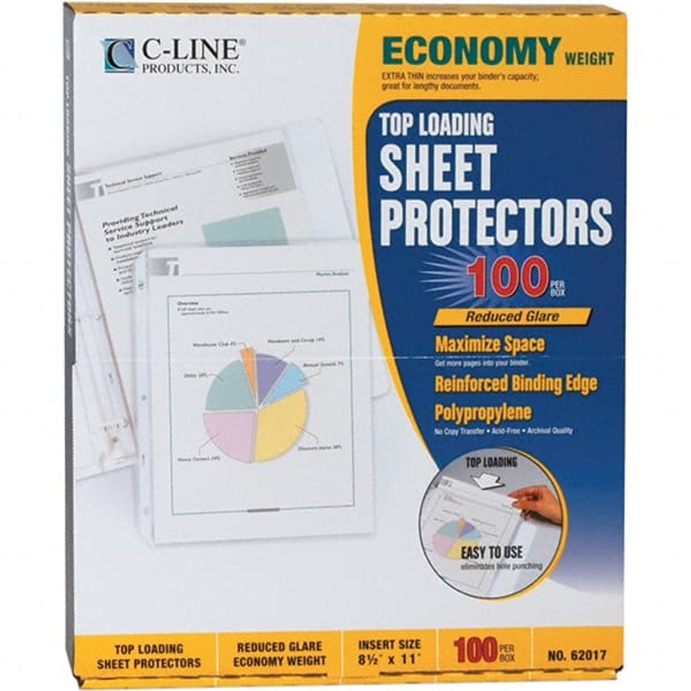 C-LINE. 62017 100 Pc Sheet Protector-Ring Binder: Clear