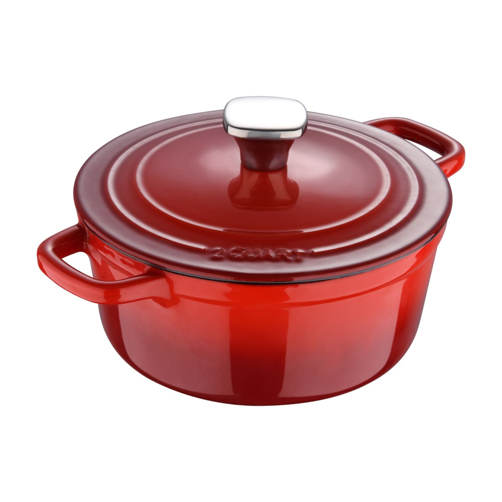 BERGNER US INC. MPUS16320RED Masterpro Bergner Iron Dutch Oven With Lid, 2 Qt, Red