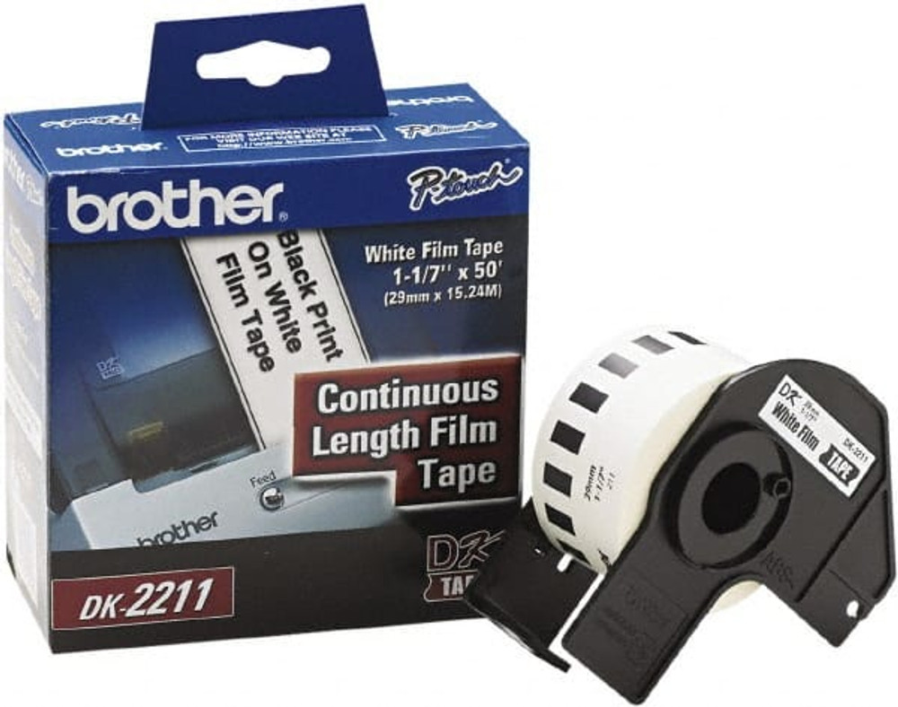 Brother DK2211 Label Tape: 50', Film, White