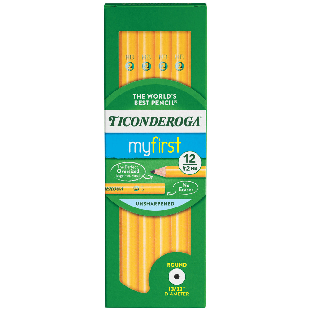 DIXON TICONDEROGA COMPANY 13080 Ticonderoga Beginners Elementary Untipped Wood Pencils, HB Lead, Pack of 12