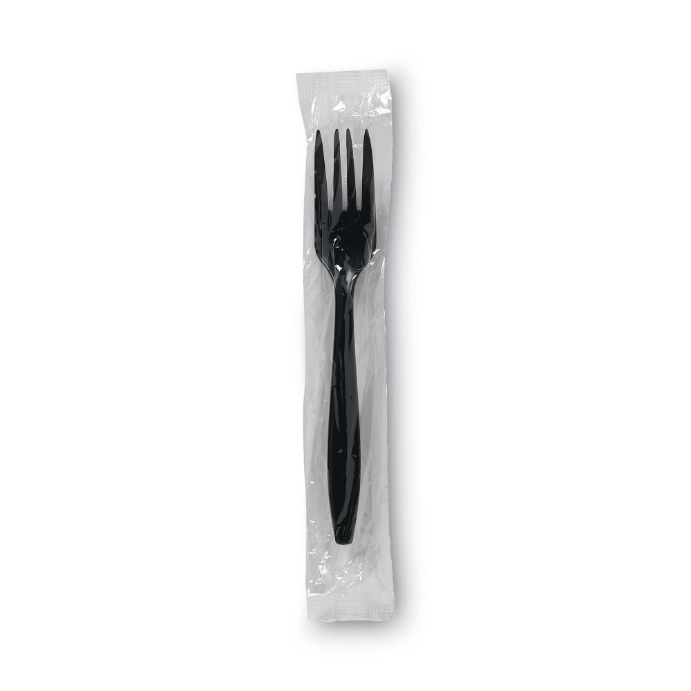 FORT JAMES CORPORATION (FHC) PFH53C Dixie Individually Wrapped Heavyweight Cutlery, Forks, Black, Carton Of 1,000 Forks