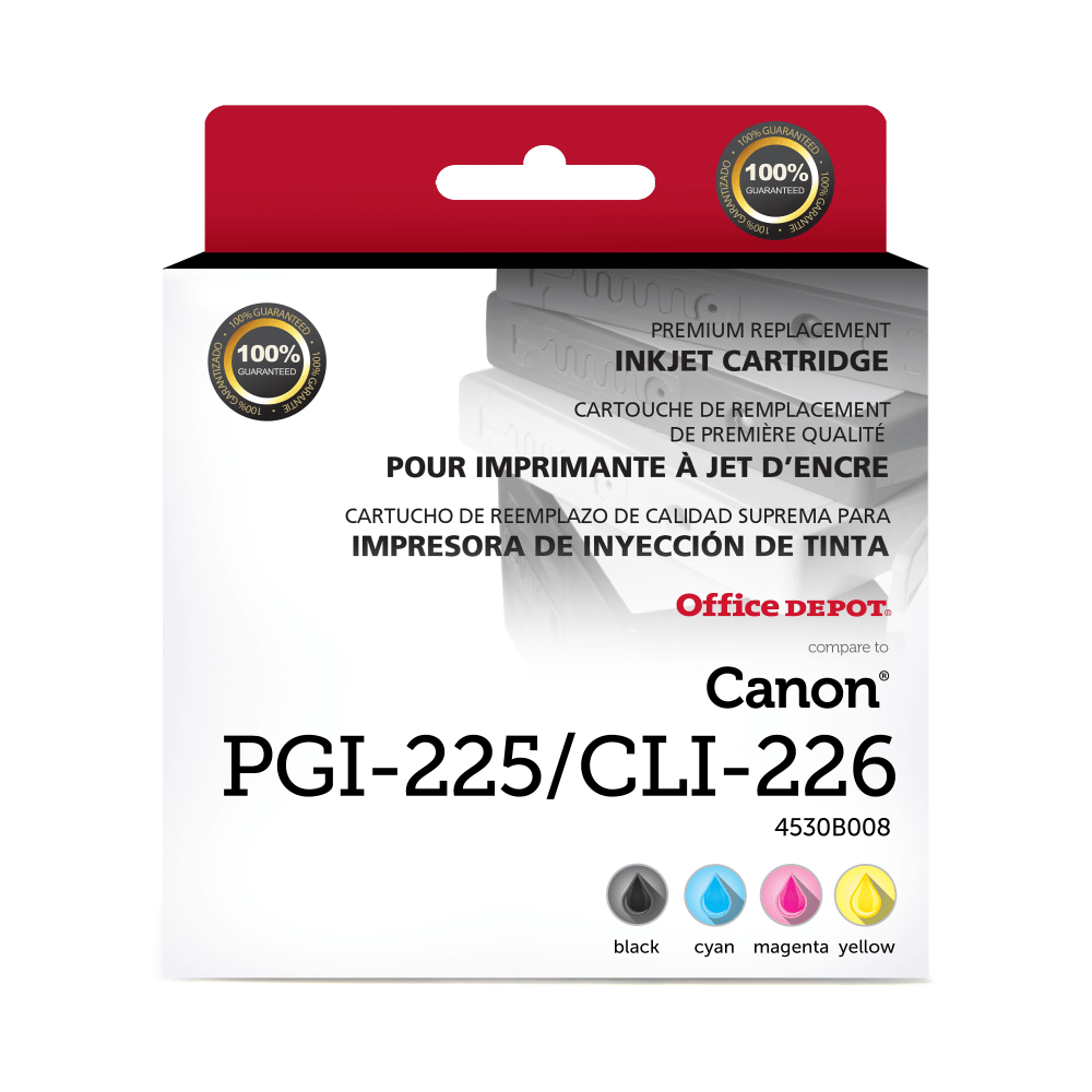 OFFICE DEPOT 118193  Brand Remanufactured Black, Magenta, Cyan, Yellow Inkjet Cartridge Replacement For Canon PGI-225/CLI-226, Pack Of 4