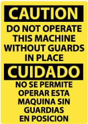 AccuformNMC Sign: Rectangle, "Caution - Do Not Operate Machine without Guards in Place" ESC700PB