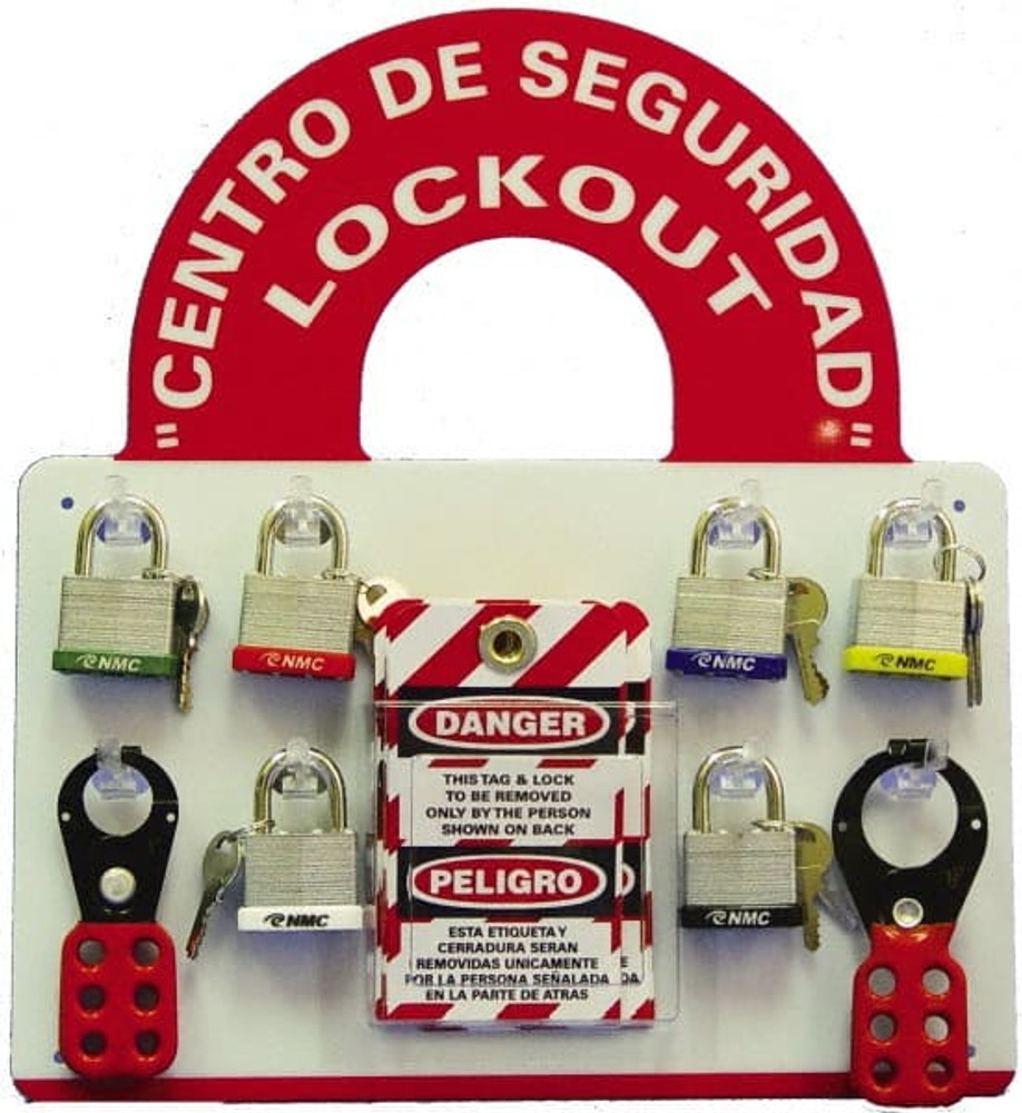 AccuformNMC MLO1BI Tag & Padlock/Hasp Lockout Station: Equipped, 6 Max Locks, Plexiglass Station