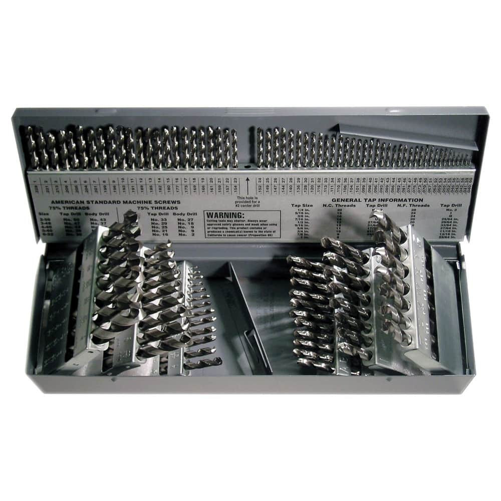 Cle-Line C21126 Drill Bit Set: Jobber Length Drill Bits, 115 Pc, 0.04" to 0.5" Drill Bit Size, 118 °, High Speed Steel