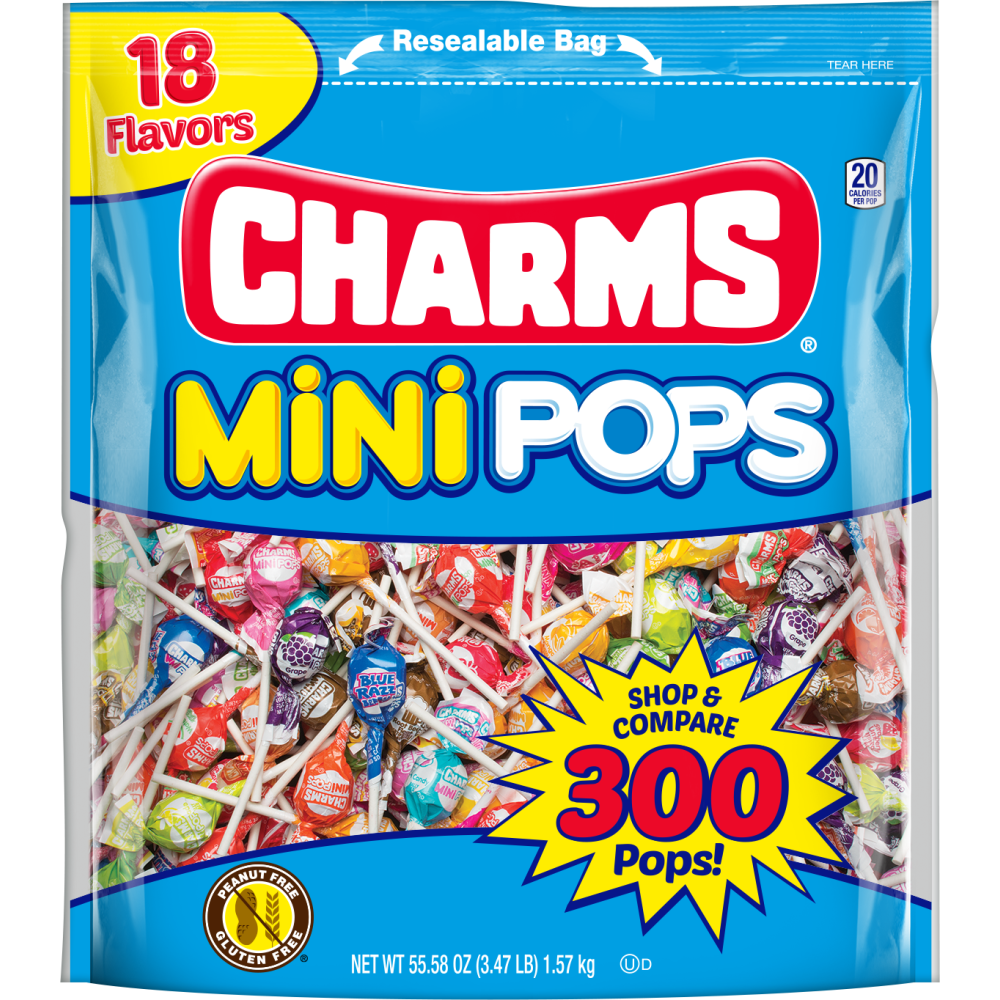 CHARMS COMPANY 209-02010 Charms Mini Pops, 3.47-Lb Bag, Assorted Flavors, Bag Of 300