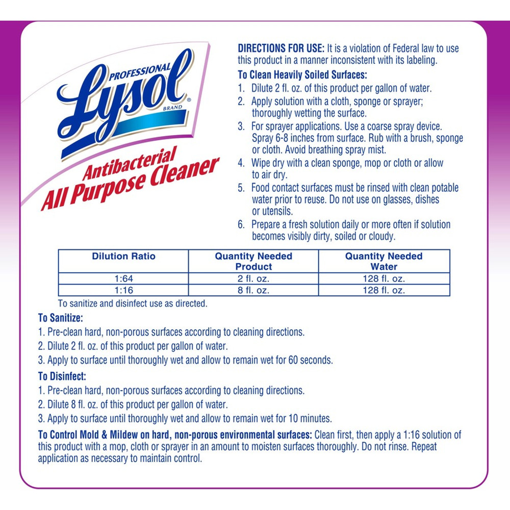 Reckitt Benckiser plc Professional Lysol 74392CT Professional Lysol Antibacterial All Purpose Cleaner