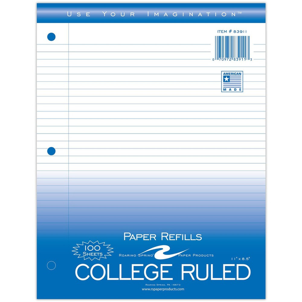 Roaring Spring Paper Products Roaring Spring 83911cs Roaring Spring College Ruled Filler Paper