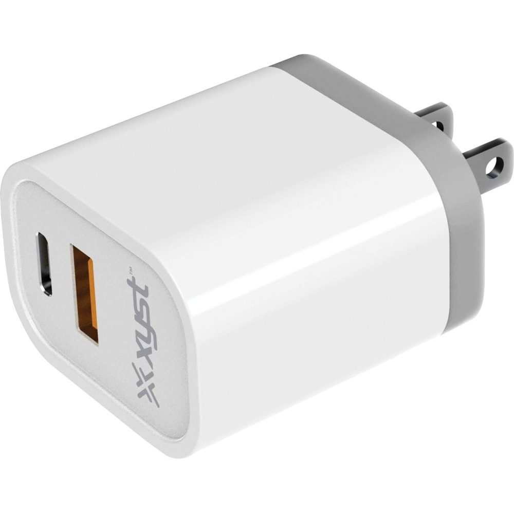 BOWER XYS-342WCWT XYST 3.4-Amp Dual USB Wall Charger with USB Port and USB Type-C Port - 120 V AC, 230 V AC Input - 5 V DC, 9 V DC, 12 V DC Output - 3.10 A - White