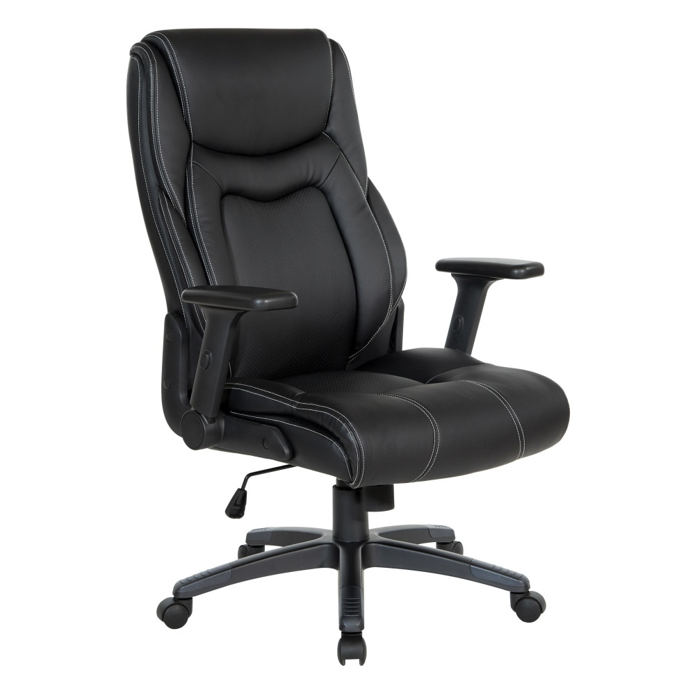 OFFICE STAR PRODUCTS EC93580-EC3 Office Star Ergonomic Leather High-Back Executive Office Chair, Black/White