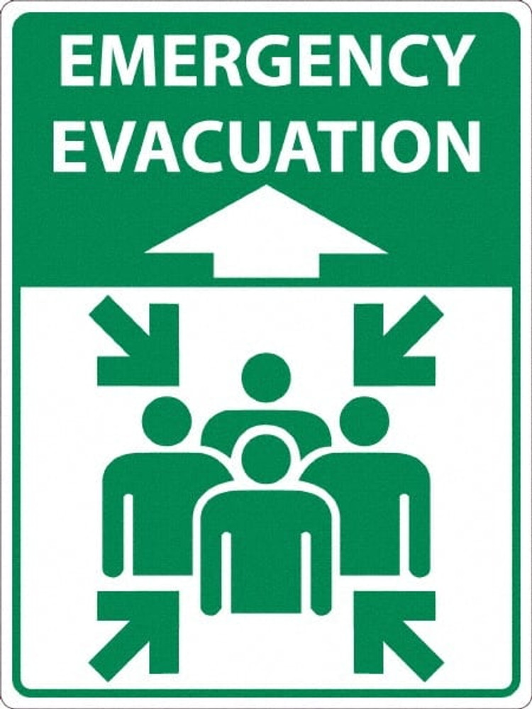 AccuformNMC WF05SW Warning & Safety Reminder Sign: Rectangle, "EMERGENCY EVACUATION"