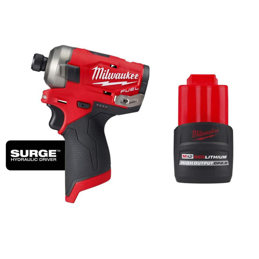 Milwaukee Tool 9049755/9600760 Impact Drivers; Voltage: 12.00 ; Handle Type: Pistol Grip ; Drive Size: 1/4in (Inch); Speed (RPM): 3000 ; Number Of Speeds: 4 ; Torque (In/Lb): 450.00