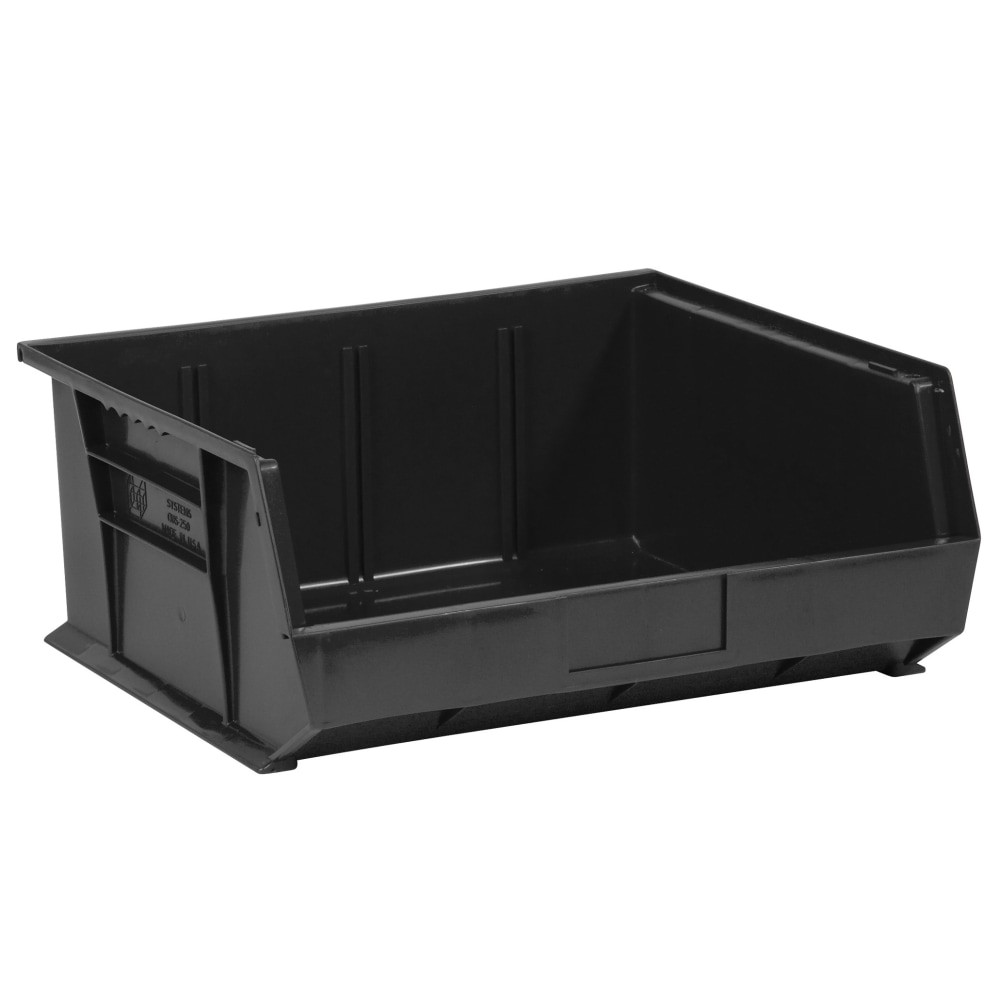 B O X MANAGEMENT, INC. Partners Brand BINP1516K  Plastic Stack & Hang Bin Boxes, Medium Size, 14 3/4in x 16 1/2in x 7in, Black, Pack Of 6