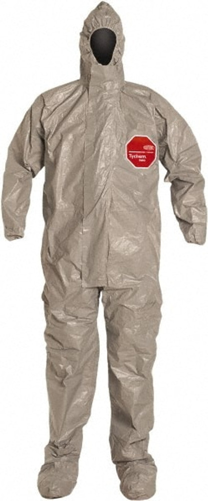 Dupont TF169TGYMD00060 Disposable Coveralls: Size Medium, 3.5 oz, Hazmat, Storm Flap Closure