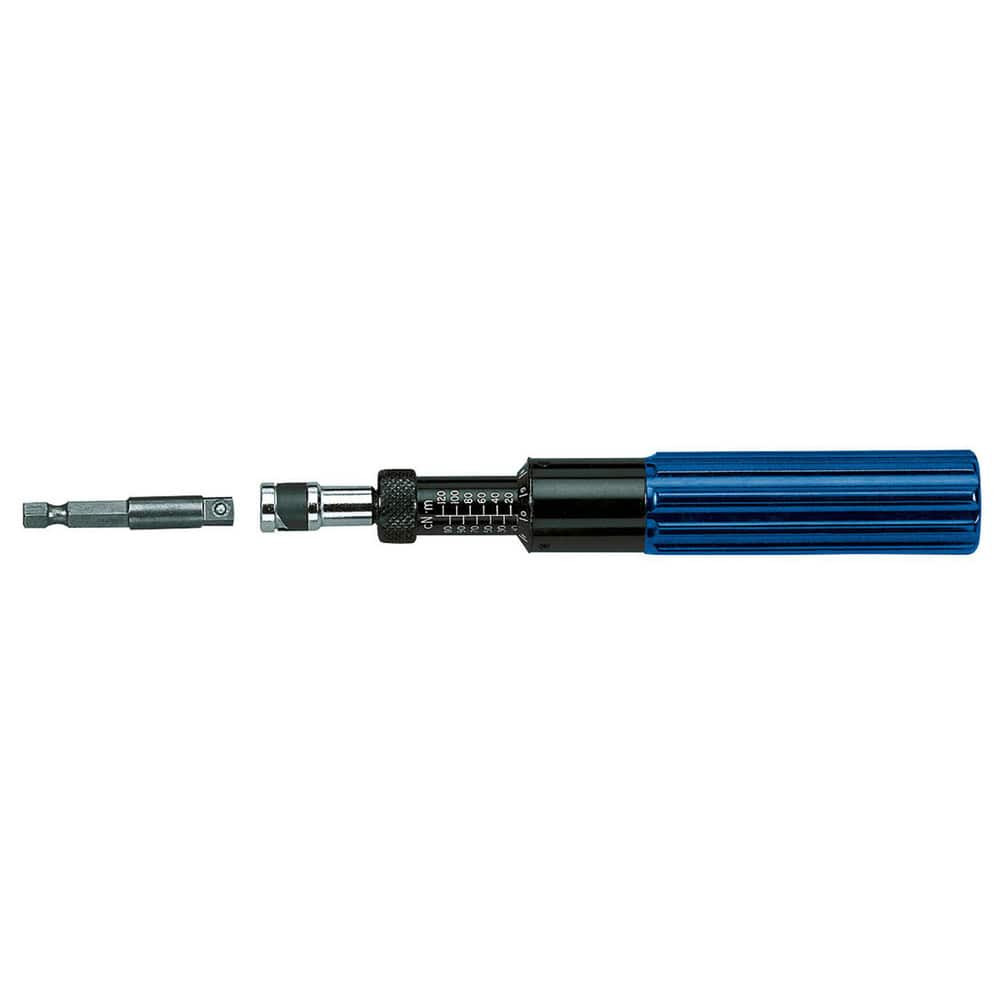 Gedore 7718050 Torque Limiting Screwdrivers; Minimum Torque (Nm): 0.240 ; Maximum Torque (Nm): 1.200 ; Drive Size: 1/4in (Inch); Torque Adjustability: Adjustable ; Overall Length (mm): 169.0000 ; Accuracy: +/- 6 %