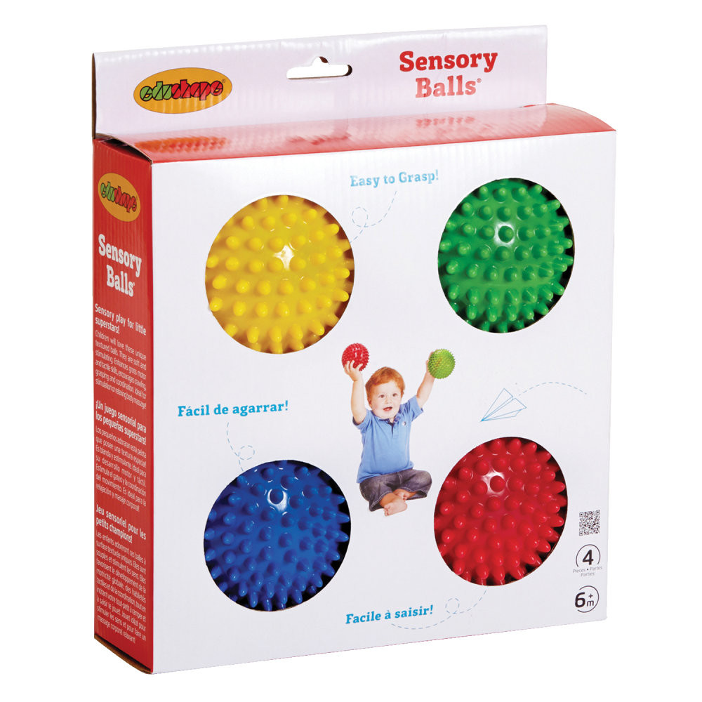 Little ones can get active with these textured balls, which encourage tactile play and plenty of fun. The colorful design is sure to capture attention.  Kids can squeeze, throw and kick these balls to help budding motor skills develop.  Bumpy surface provides added sensory input.  Primary colors offer an eye-catching design.  Ideal for children in preschool to grade 2.
