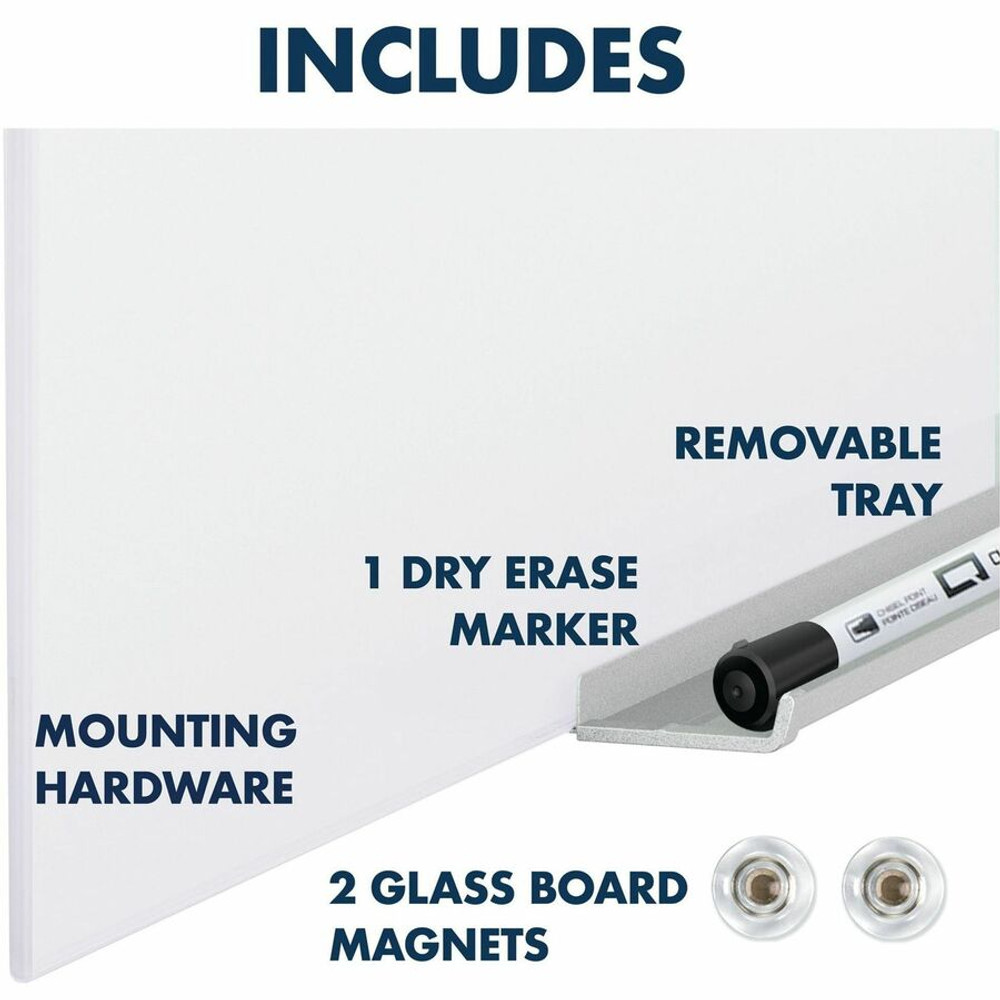 ACCO Brands Corporation Quartet Q012850IMW Quartet InvisaMount Vertical Glass Dry-Erase Board - 28x50