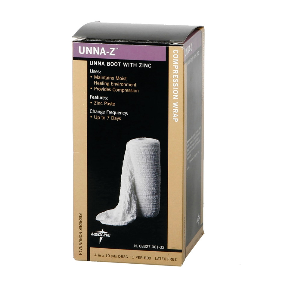 MEDLINE INDUSTRIES, INC. NONUNNA14 Medline Unna-Z Unna Boot Bandages, 4in x 10 Yd., White, Case Of 12