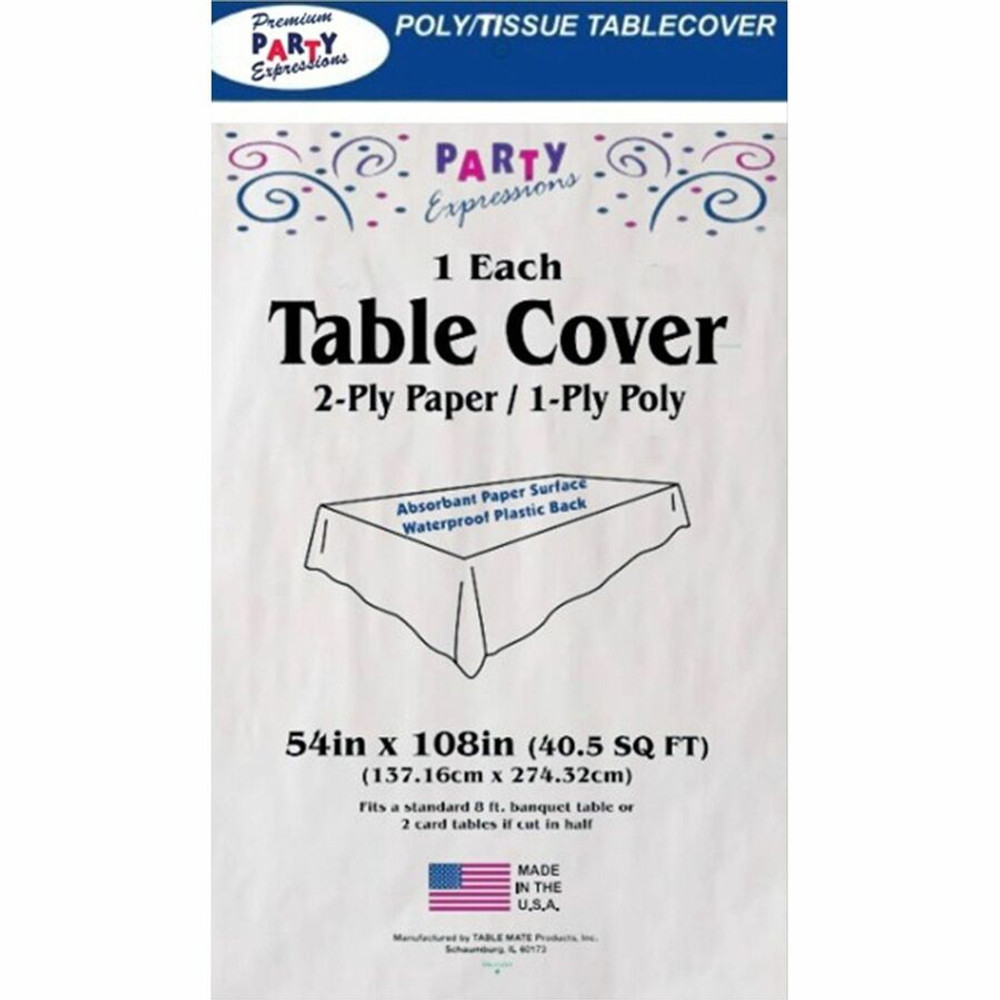 Tablemate Products, Inc Tablemate PT549WH Tablemate Table Set Poly Tissue Table Cover