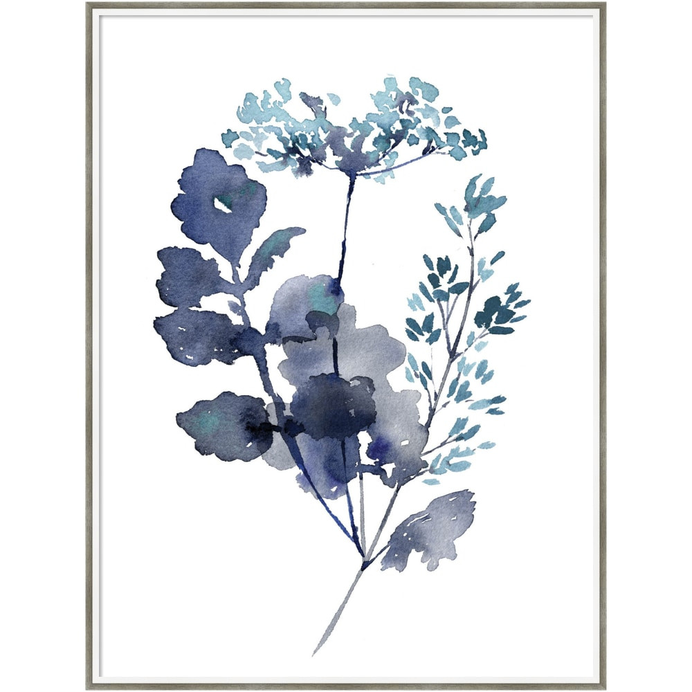 UNIEK INC. A42707158672 Amanti Art Botanical Lace Leaf Indigo by Sara Berrenson Wood Framed Wall Art Print, 41inH x 31inW, White