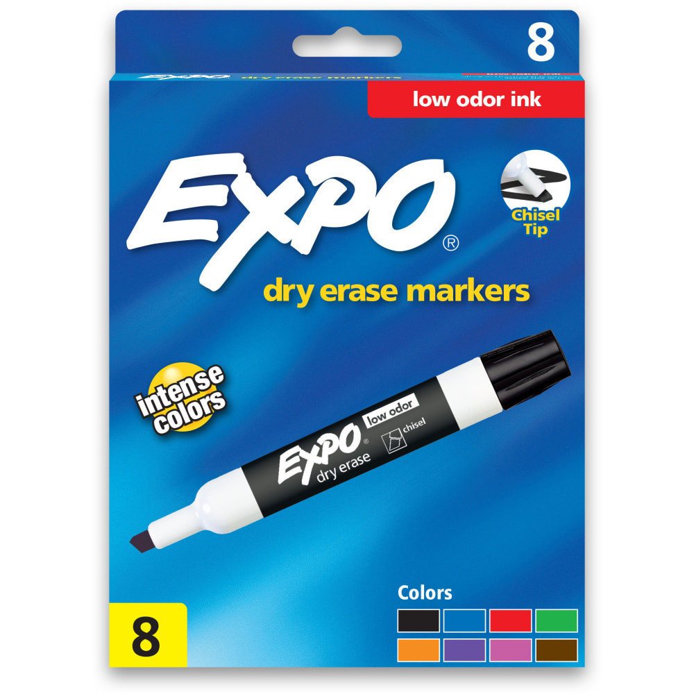 NEWELL BRANDS INC. Expo 80078  Low-Odor Dry-Erase Markers, Chisel Point, Assorted Colors, Pack Of 8