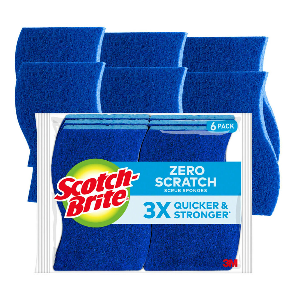 Scotch-Brite 526-5  No Scratch Multipurpose Scrub Sponge, Blue, Pack Of 6