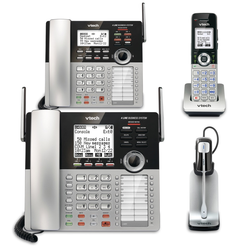 VTECH HOLDINGS LTD VTech 80-0913-00  CM18445 4-Line Small Business Office Phone System Bundle with 2 Desksets, 1 Handset and 1 Headset