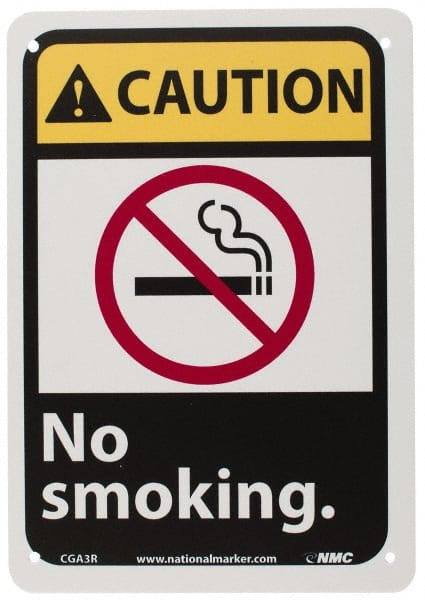 AccuformNMC Accident Prevention Sign: Rectangle, "Caution, NO SMOKING." CGA3R