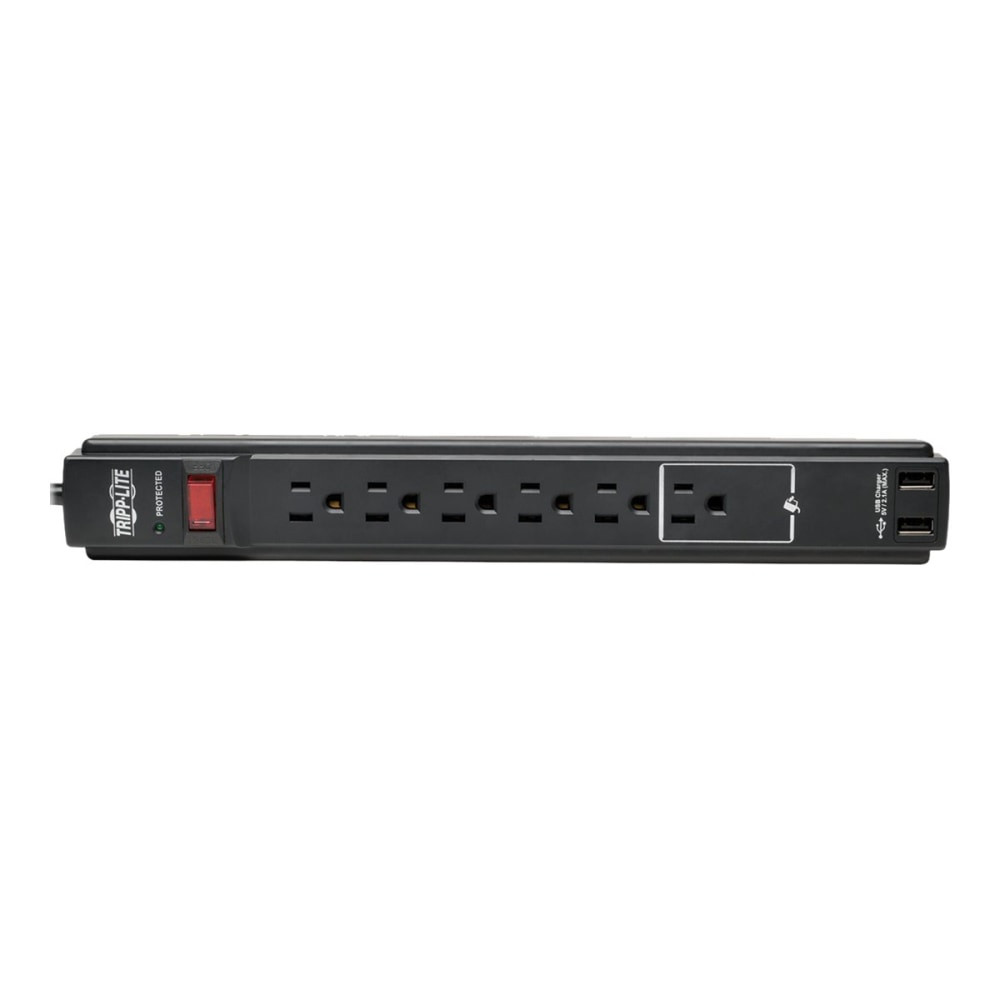 TRIPP LITE TLP606USBB  Protect It! 6-Outlet Surge Protector, 6 ft. Cord, 990 Joules, 2 USB Ports (2.1A), Black Housing - Surge protector - 15 A - AC 120 V - 1875 Watt - output connectors: 6 - 6 ft cord - black - for P/N: CLAMPUSBLK, CLAMPUSW