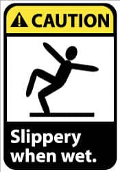 AccuformNMC Accident Prevention Sign: Rectangle, "Caution, SLIPPERY WHEN WET" CGA14RB