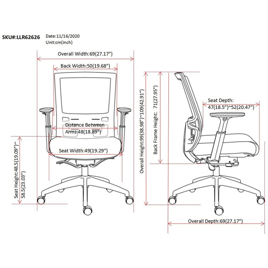 Lorell 62626 Lorell Mesh Mid-back Office Chair