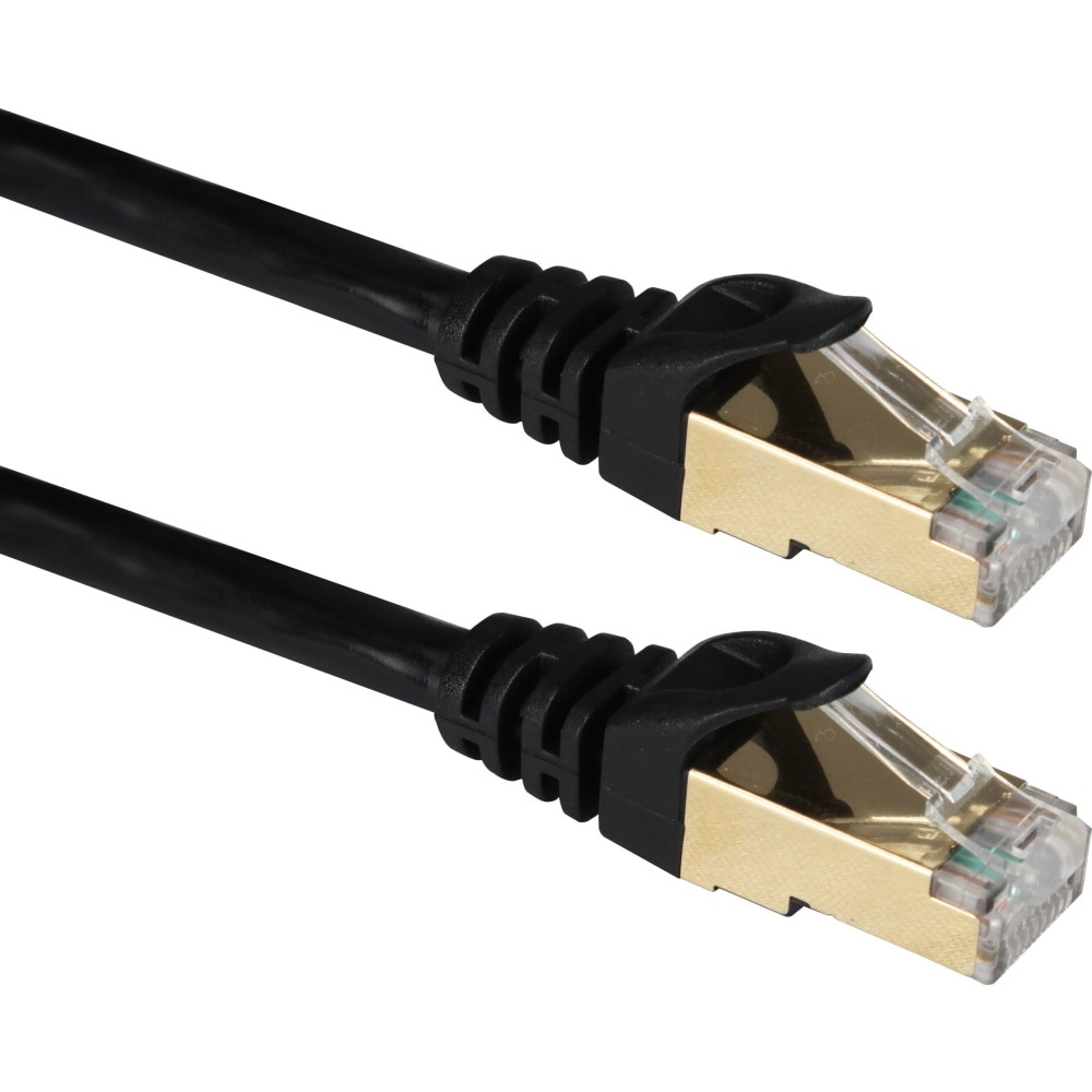 QVS, INC. QVS CC716-100  100ft CAT7 10Gbps S-STP Flexible Molded Patch Cord - 100 ft Category 7 Network Cable for Network Device - First End: 1 x RJ-45 Network - Male - Second End: 1 x RJ-45 Network - Male - Patch Cable - Shielding - Black