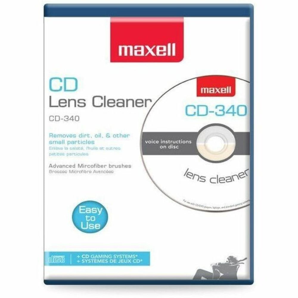 Restores CD player and CD-ROM drive performance by removing dust and debris from laser lens  Includes instructions on disk  Cleans and demagnetizes with Maxells exclusive Thunderon Brush System