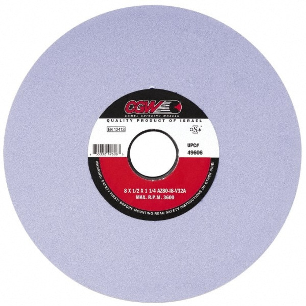 CGW Abrasives 34353 Surface Grinding Wheel: 8" Dia, 1/2" Thick, 1-1/4" Hole, 46 Grit, K Hardness