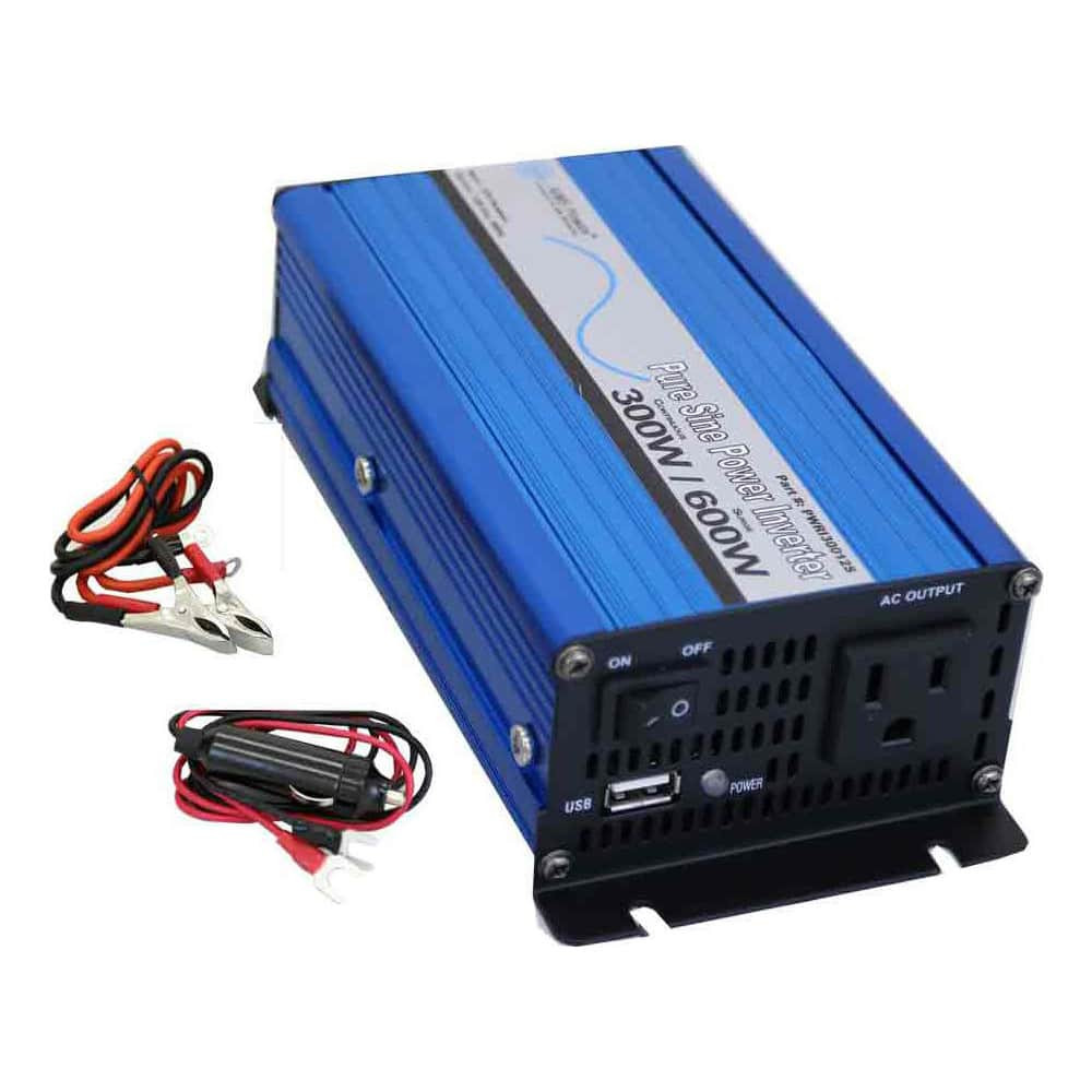 Aims Power PWRI30012S Power Inverters; Input Voltage: 0.00 ; Output Voltage: 120 ; Continuous Output Power: 300 ; Peak Output Power: 600 ; Maximum Input Current Rating: 16 ; Output Amperage: 2.5