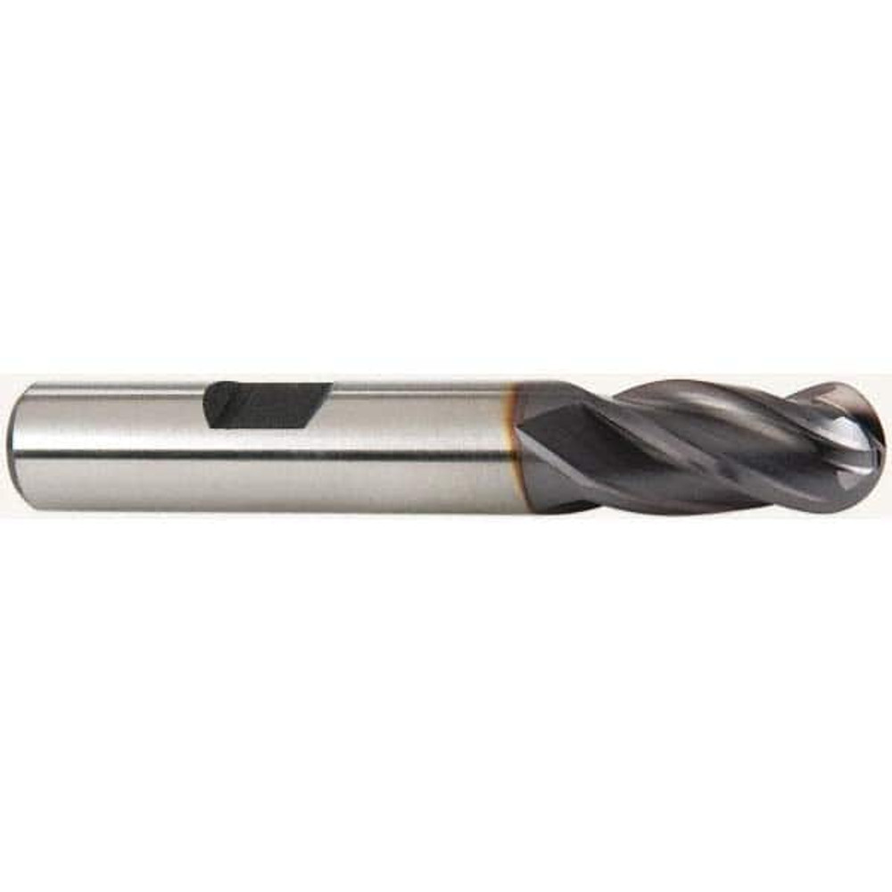 Hertel E7020024 Ball End Mill: 0.375" Dia, 0.75" LOC, 4 Flute, Cobalt