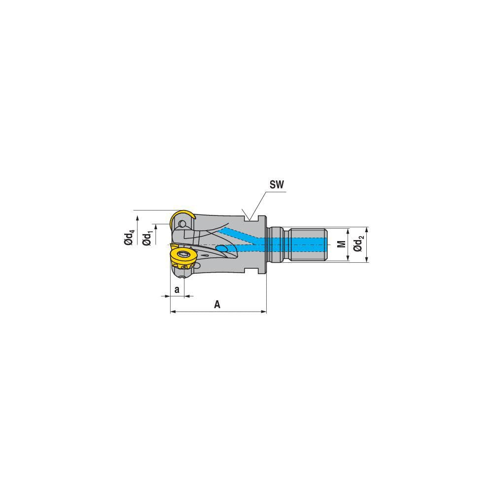 Ceratizit 50684232 Indexable Copy End Mill: 27 to 32 mm Cut Dia, 2.5 mm Max Depth of Cut, Through Coolant