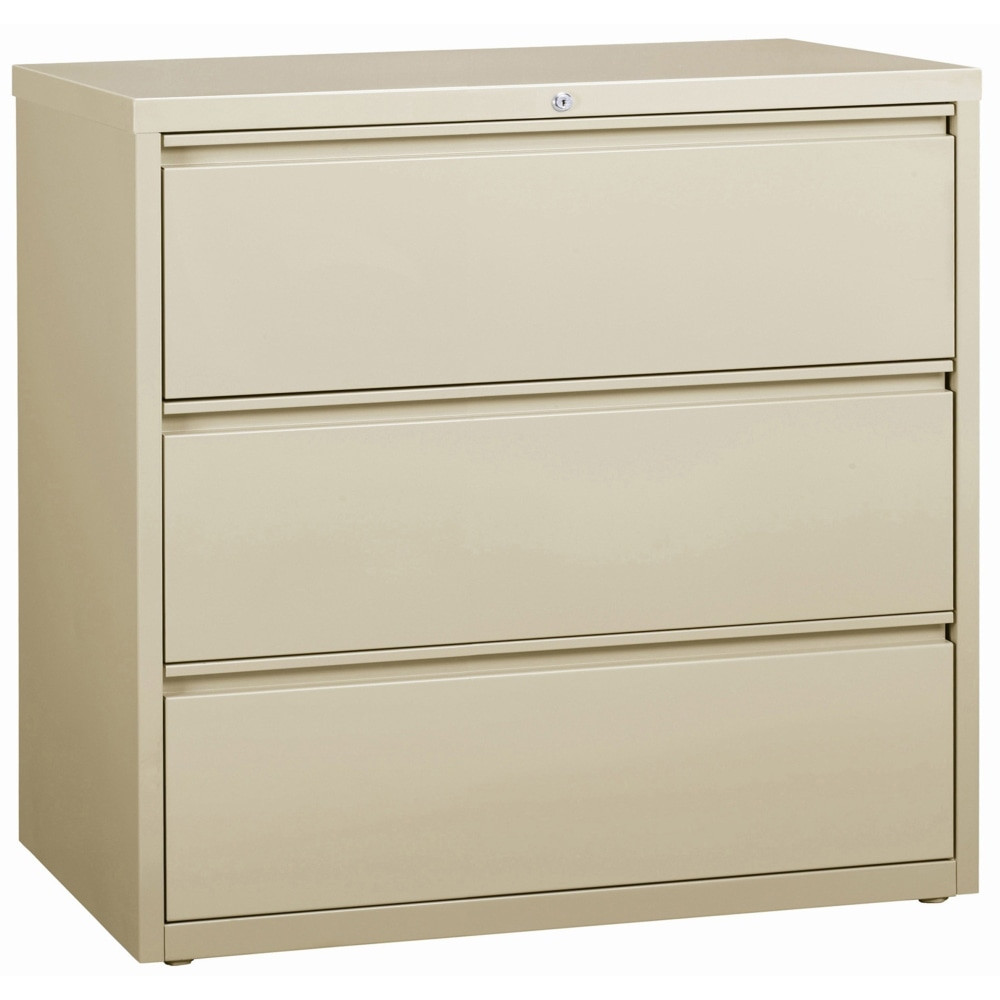 LORELL 88030  42inW x 18-5/8inD Lateral 3-Drawer File Cabinet, Putty