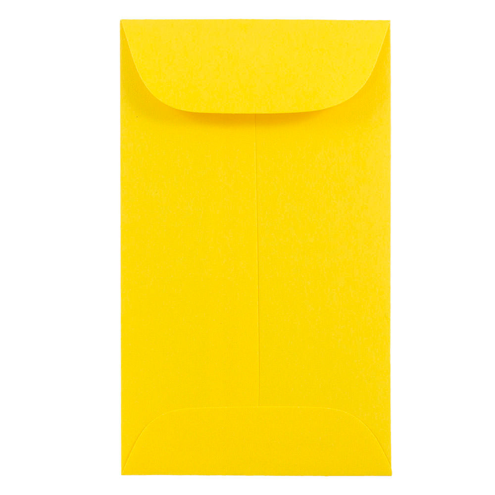 JAM PAPER AND ENVELOPE JAM Paper 356730537I  Coin Envelopes, #3, Gummed Seal, Yellow, Pack Of 50 Envelopes